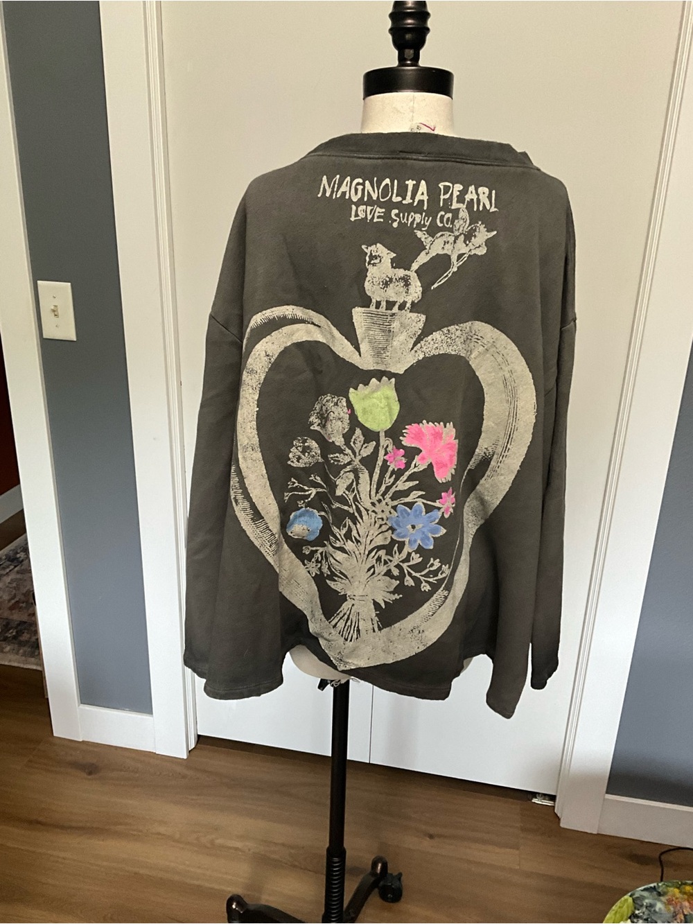 Graphic Sweatshirt - Gray with Yellow Floral Accents - Picture 2 of 2
